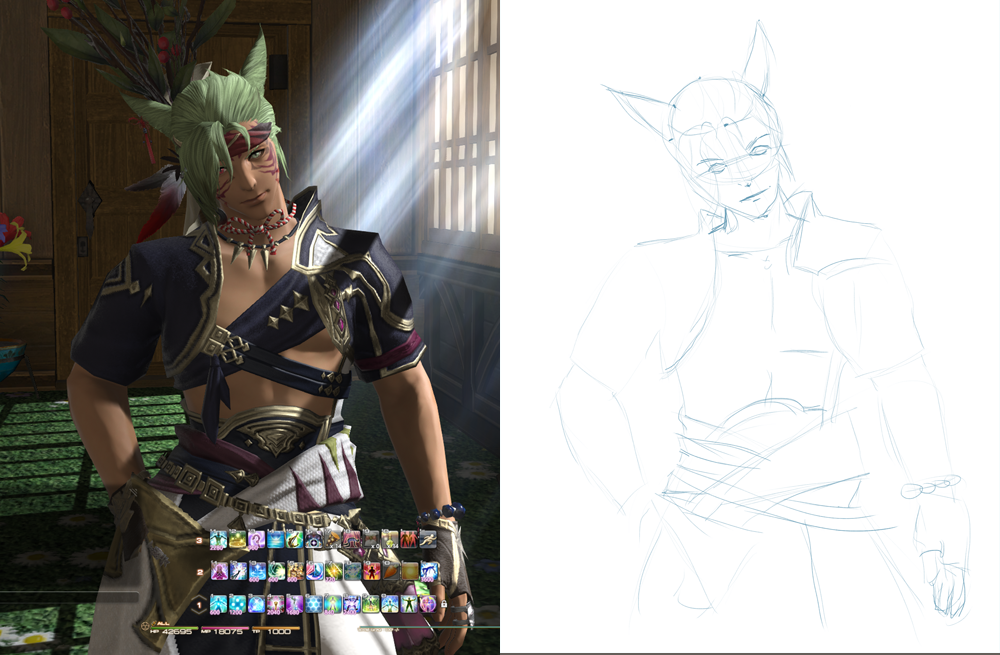 Project 2: My Final Fantasy XIV character - preliminary sketch